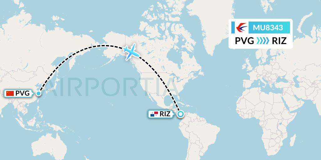 MU8343 China Eastern Airlines Flight Map: Shanghai to Rio Alzucar