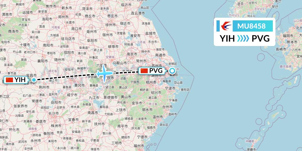 MU8458 China Eastern Airlines Flight Map: Yichang to Shanghai