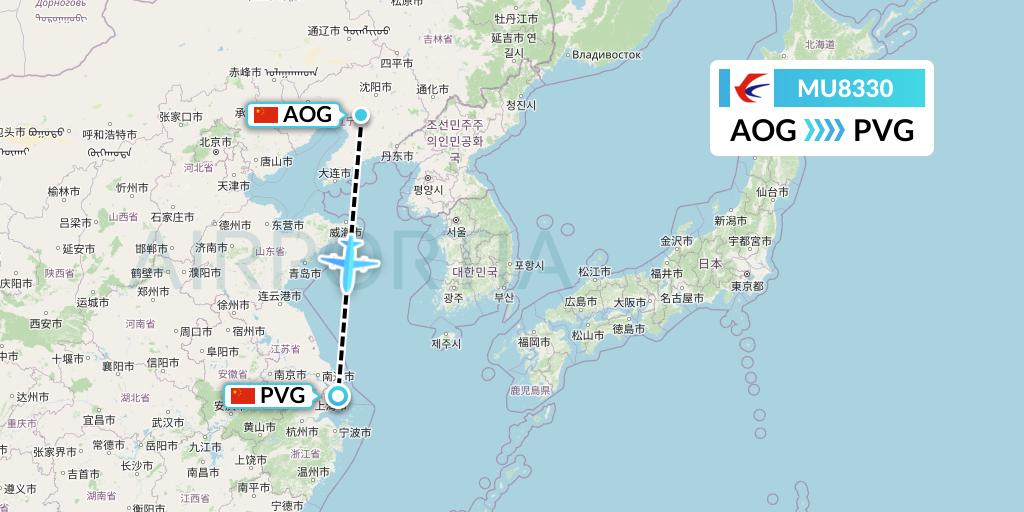 MU8330 China Eastern Airlines Flight Map: Anshan to Shanghai