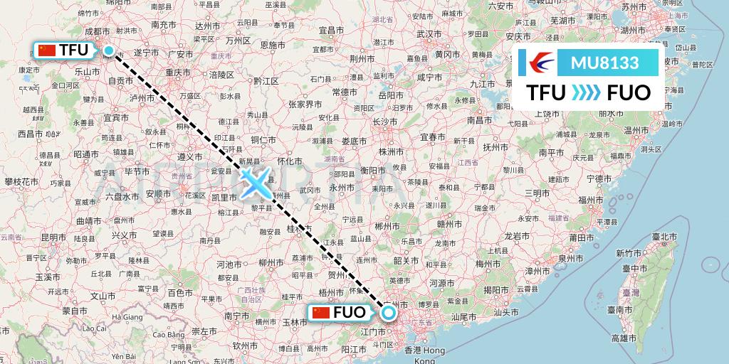 MU8133 China Eastern Airlines Flight Map: Chengdu to Foshan
