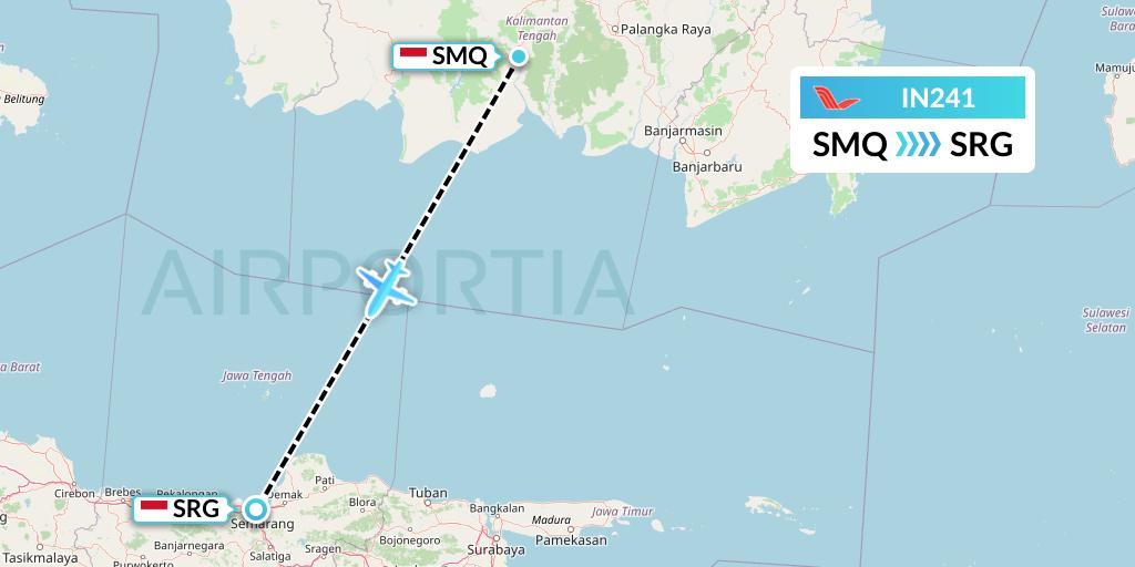 IN241 NAM Air Flight Map: Sampit Airport to Semarang