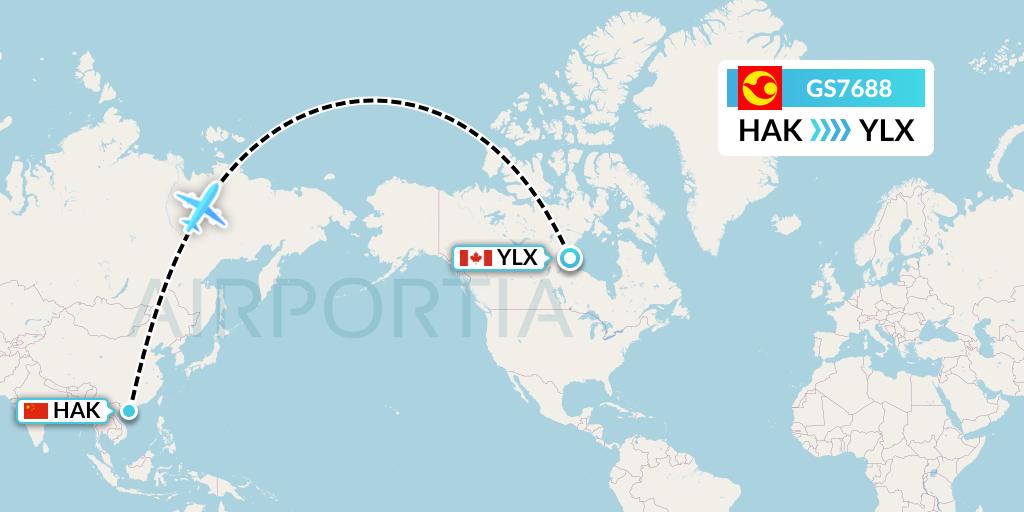 GS7688 Tianjin Airlines Flight Map: Haikou to Long Point
