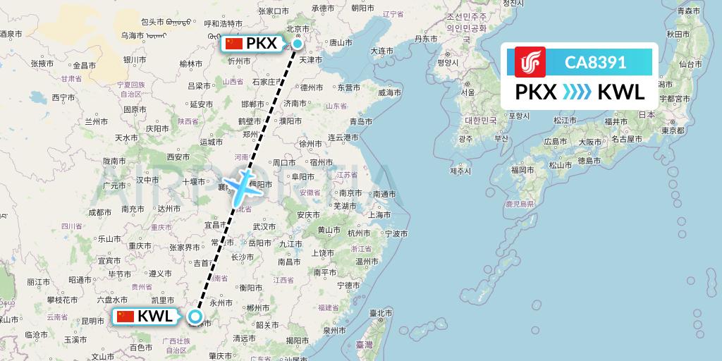 CA8391 Flight Status Air China Beijing to Guilin (CCA8391)