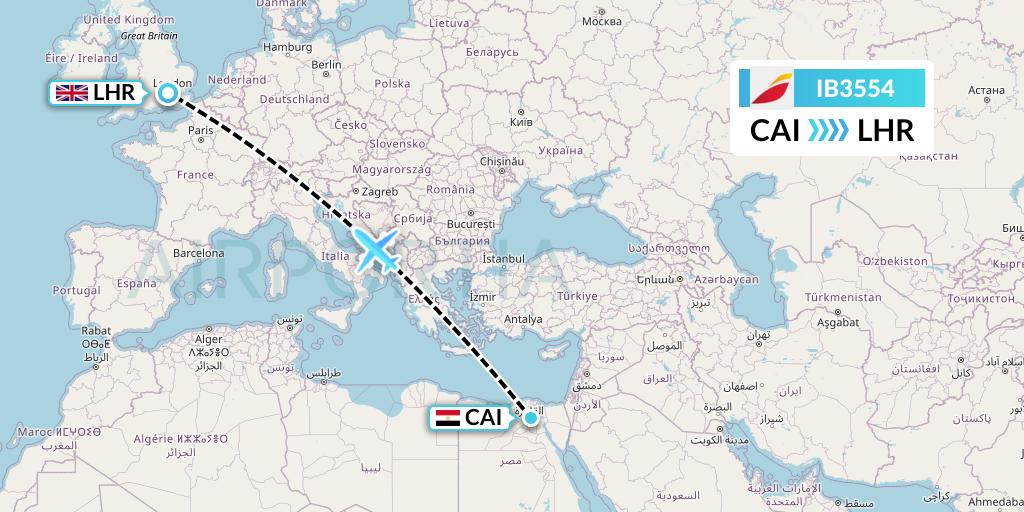IB3554 Iberia Flight Map: Cairo to London