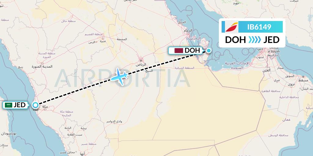 IB6149 Iberia Flight Map: Doha to Jeddah