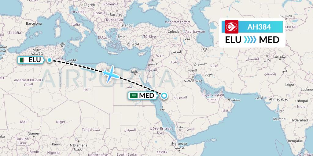 AH384 Air Algerie Flight Map: Guemar to Medina