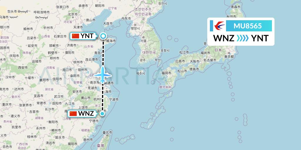 MU8565 China Eastern Airlines Flight Map: Wenzhou to Yantai