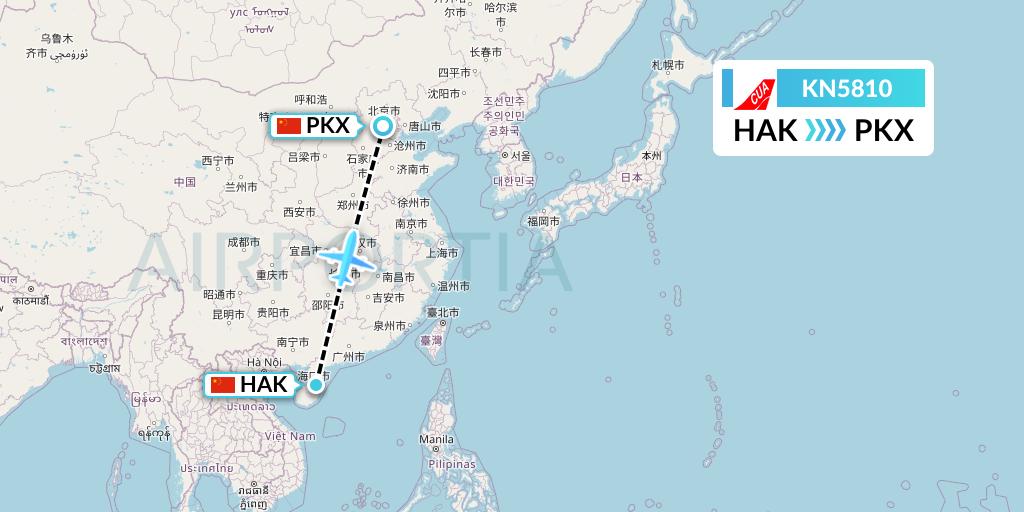 KN5810 China United Airlines Flight Map: Haikou to Beijing