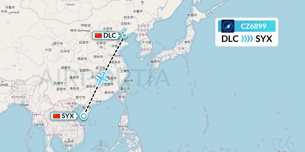 CZ6899 China Southern Airlines Flight Map: Dalian to Sanya
