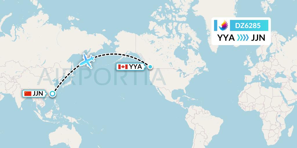 DZ6285 Donghai Airlines Flight Map: Big Bay Yacht Club to Jinjiang