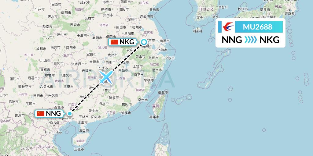 MU2688 China Eastern Airlines Flight Map: Nanning to Nanjing
