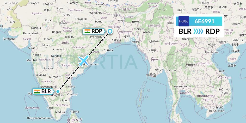 6E6991 IndiGo Airlines Flight Map: Bangalore to Andal