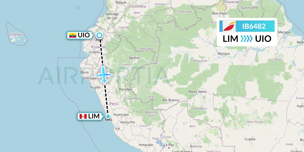 IB6482 Iberia Flight Map: Lima to Quito