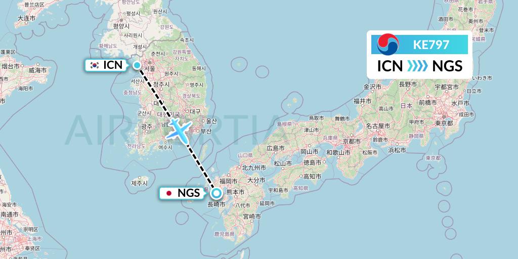 KE797 Flight Status Korean Air Seoul to Nagasaki (KAL797)
