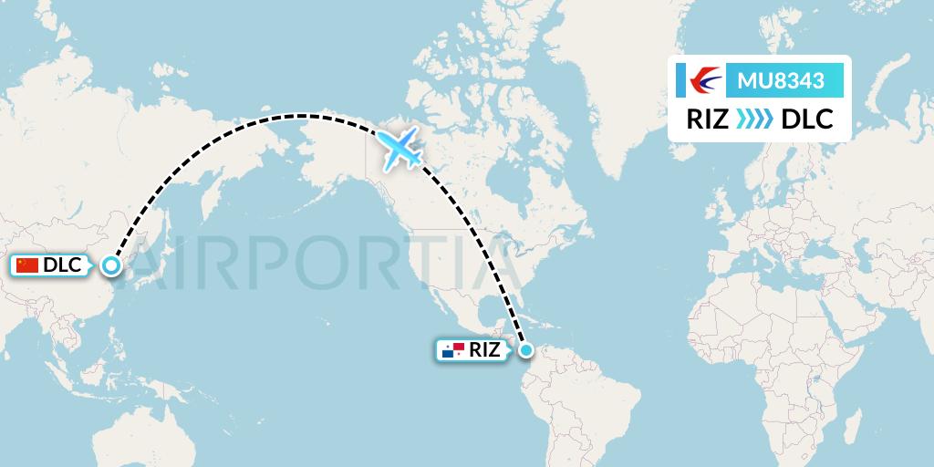 MU8343 China Eastern Airlines Flight Map: Rio Alzucar to Dalian