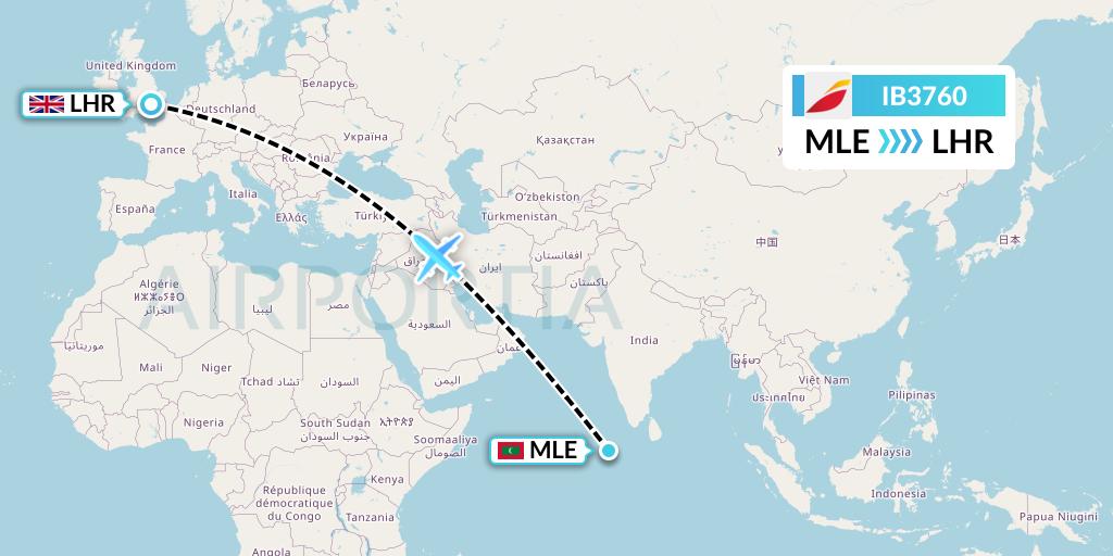 IB3760 Iberia Flight Map: Male to London