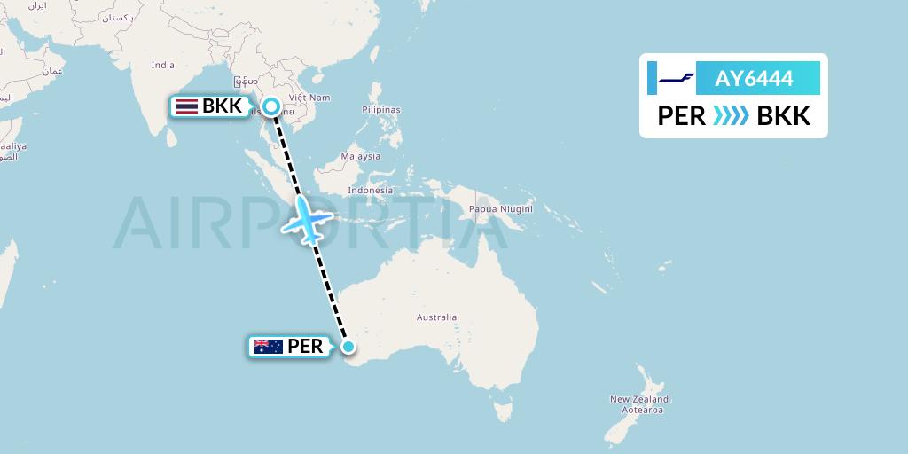 AY6444 Finnair Flight Map: Perth to Bangkok