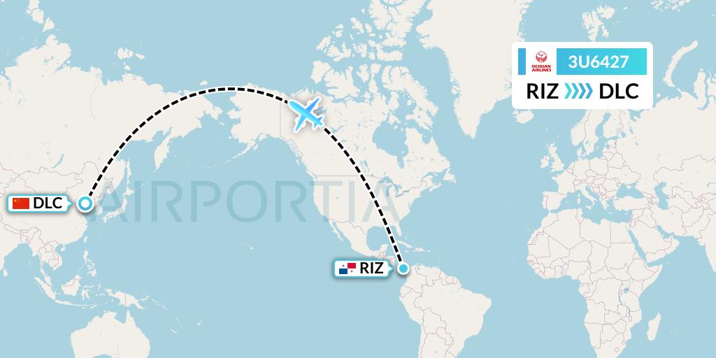 3U6427 Sichuan Airlines Flight Map: Rio Alzucar to Dalian