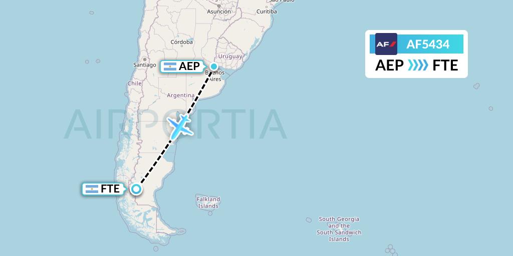 AF5434 Air France Flight Map: Buenos Aires to El Calafate