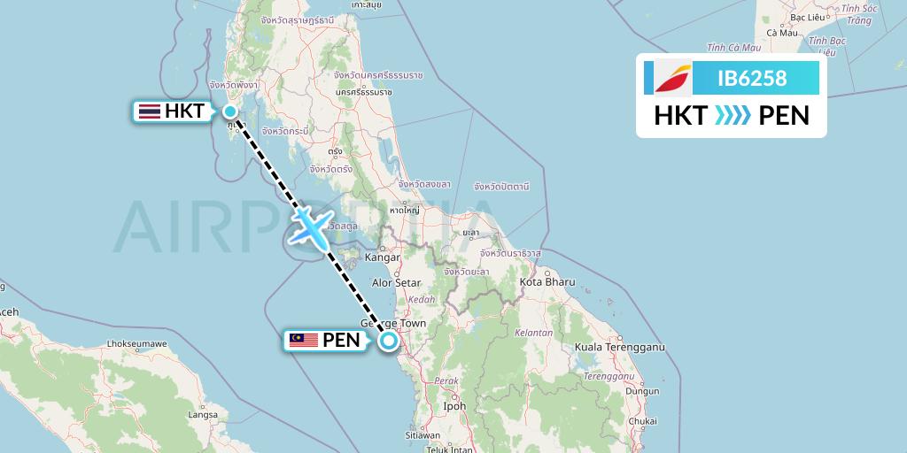 IB6258 Iberia Flight Map: Phuket to Penang