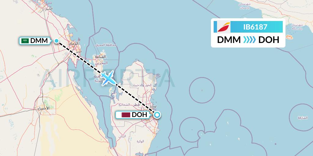 IB6187 Iberia Flight Map: Dammam to Doha