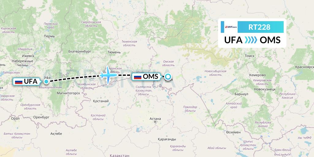 RT228 UVT aero Flight Map: Ufa to Omsk