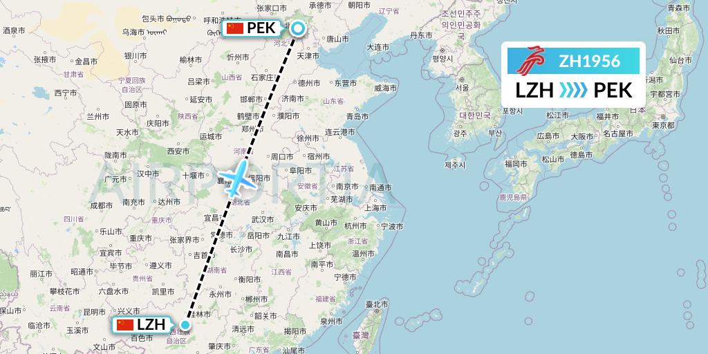 ZH1956 Shenzhen Airlines Flight Map: Liuzhou to Beijing