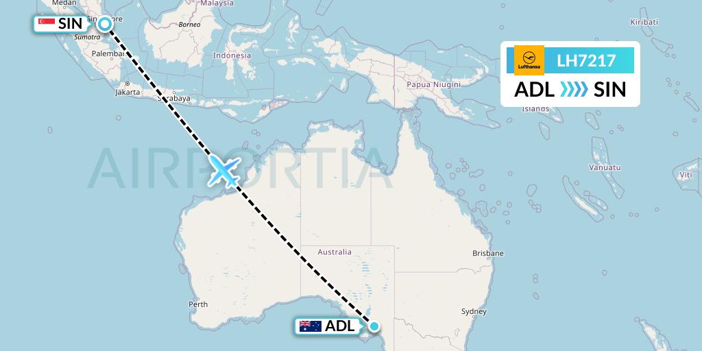 LH7217 Lufthansa Flight Map: Adelaide to Singapore