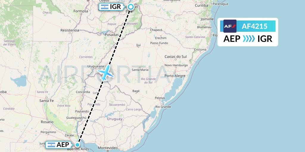 AF4215 Air France Flight Map: Buenos Aires to Puerto Iguazu
