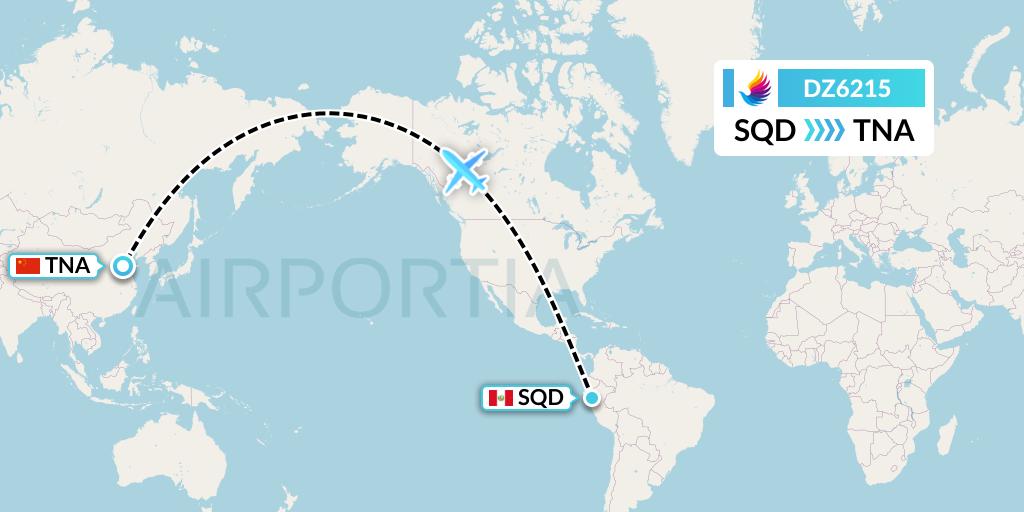 DZ6215 Donghai Airlines Flight Map: San Francisco de Yeso to Jinan