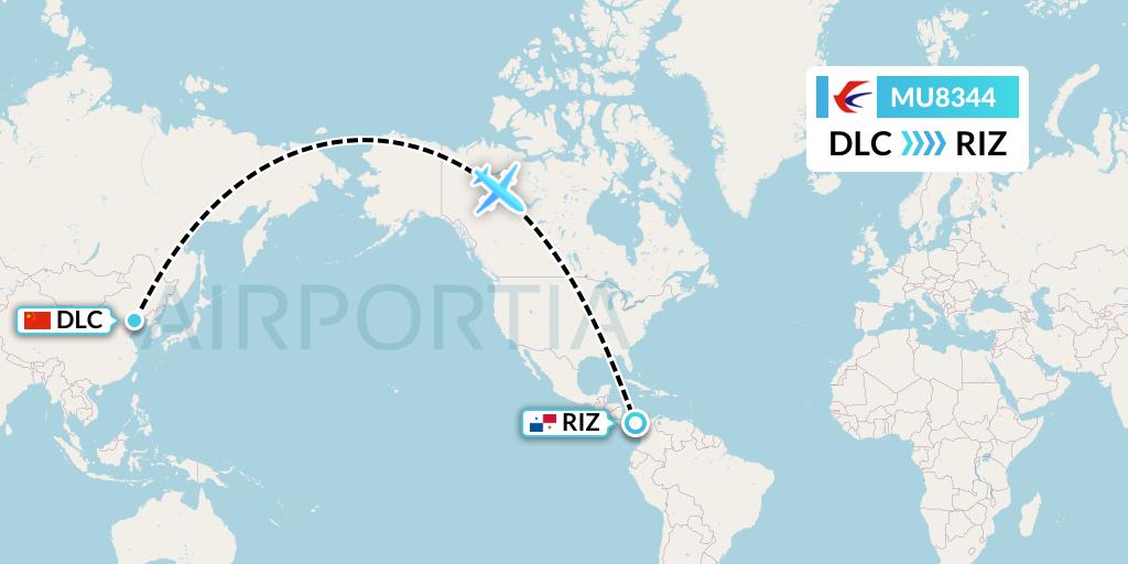 MU8344 China Eastern Airlines Flight Map: Dalian to Rio Alzucar