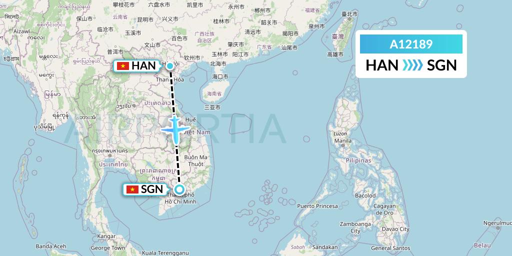 A12189 A.p.g. Distribution Systems Flight Map: Hanoi to Ho Chi Minh City
