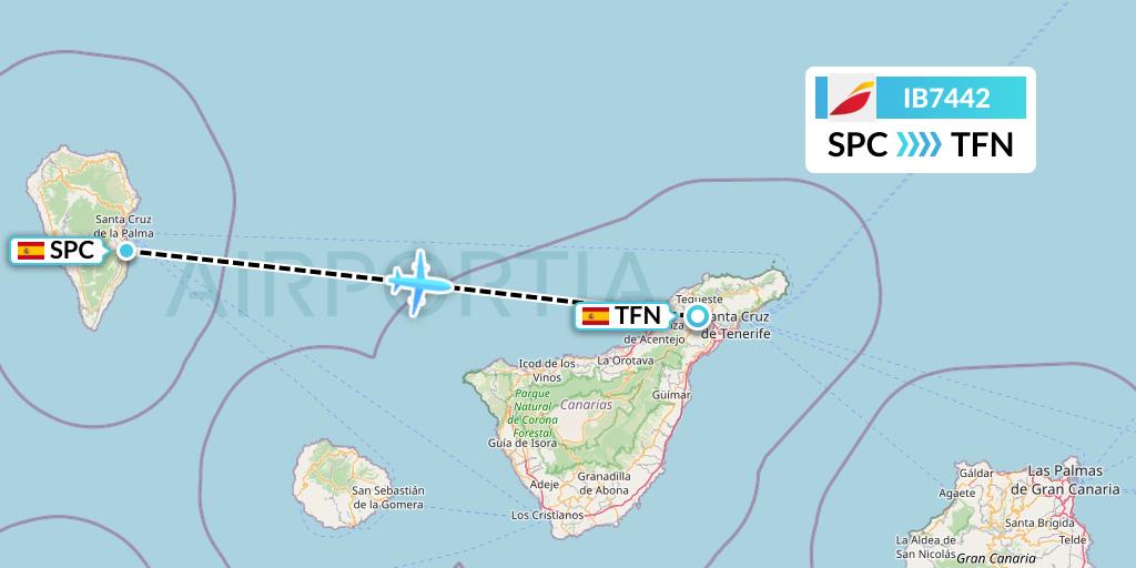 IB7442 Iberia Flight Map: La Palma to Tenerife