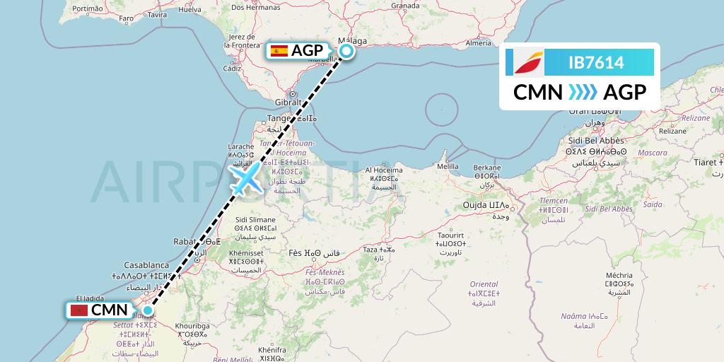 IB7614 Iberia Flight Map: Casablanca to Malaga