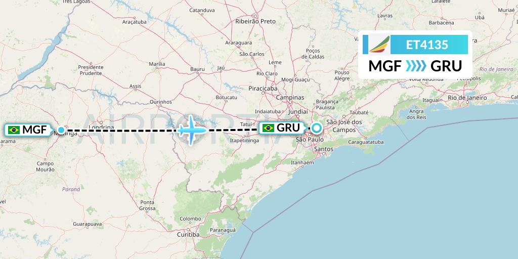 ET4135 Ethiopian Airlines Flight Map: Maringa to Sao Paulo