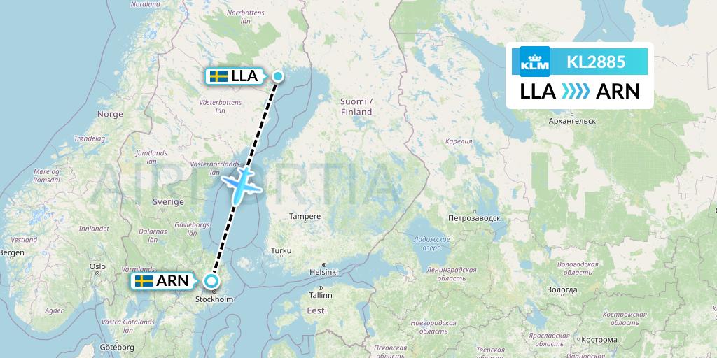 KL2885 KLM Flight Map: Lulea to Stockholm