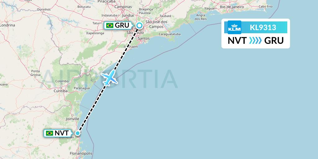 KL9313 KLM Flight Map: Navegantes to Sao Paulo