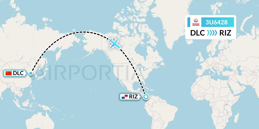 3U6428 Sichuan Airlines Flight Map: Dalian to Rio Alzucar