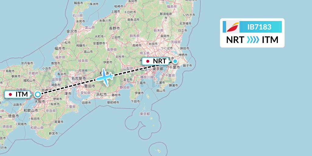 IB7183 Iberia Flight Map: Tokyo to Osaka