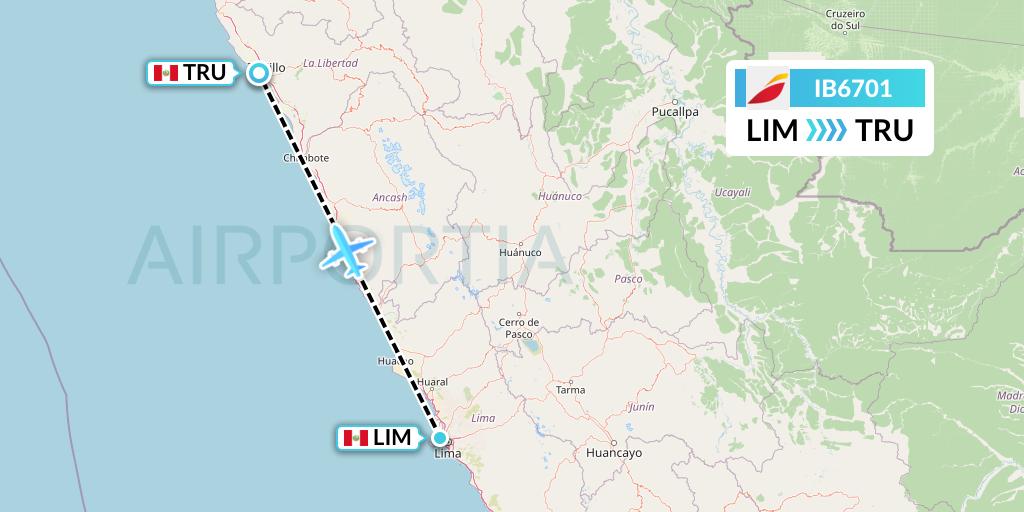 IB6701 Iberia Flight Map: Lima to Trujillo