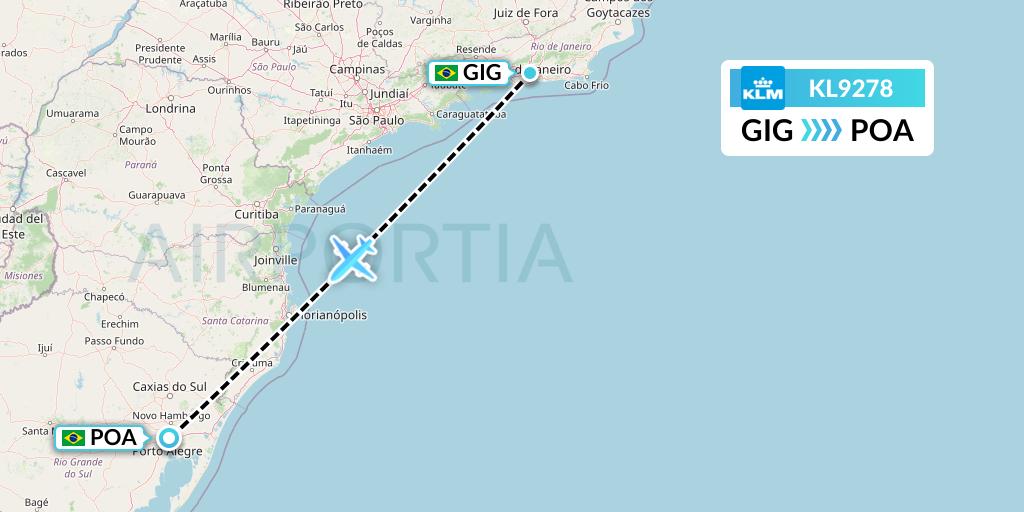 KL9278 KLM Flight Map: Rio de Janeiro to Porto Alegre