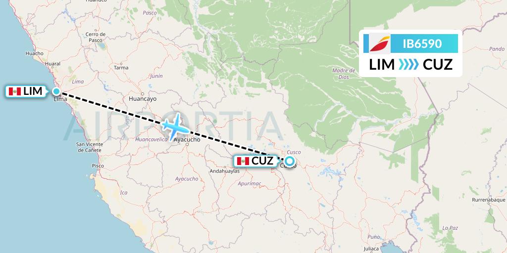 IB6590 Iberia Flight Map: Lima to Cusco