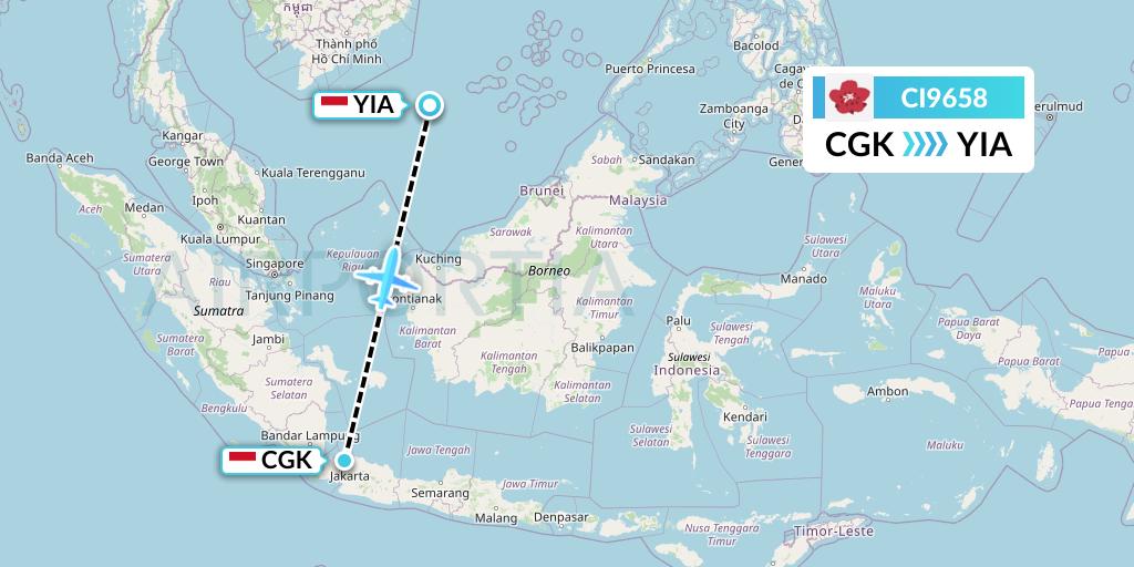 CI9658 China Airlines Flight Map: Jakarta to Yogyakarta