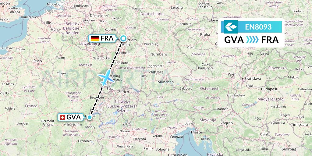 EN8093 Air Dolomiti Flight Map: Geneva to Frankfurt