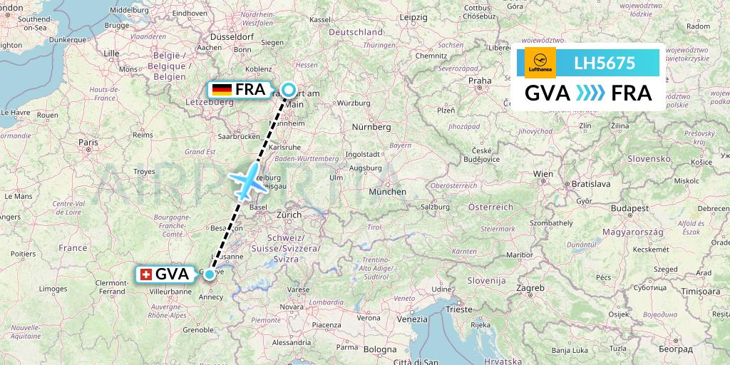 LH5675 Lufthansa Flight Map: Geneva to Frankfurt