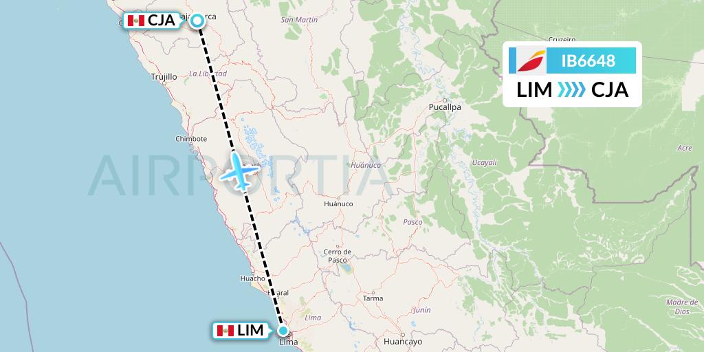 IB6648 Iberia Flight Map: Lima to Cajamarca