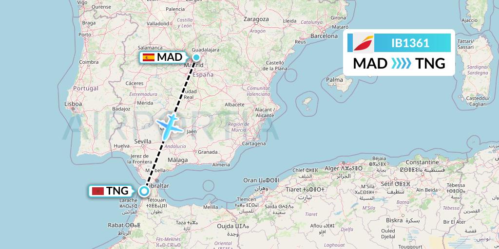 IB1361 Iberia Flight Map: Madrid to Tangier