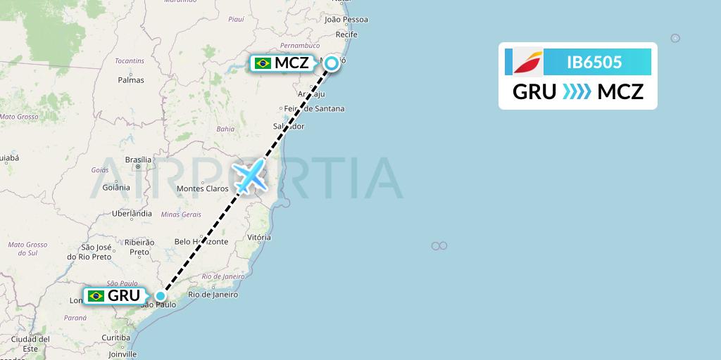 IB6505 Iberia Flight Map: Sao Paulo to Maceio