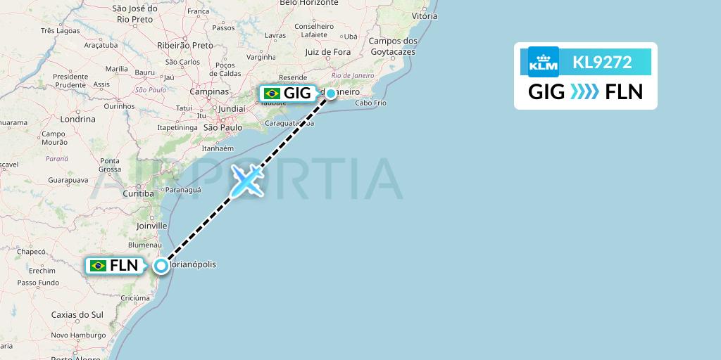 KL9272 KLM Flight Map: Rio de Janeiro to Florianopolis