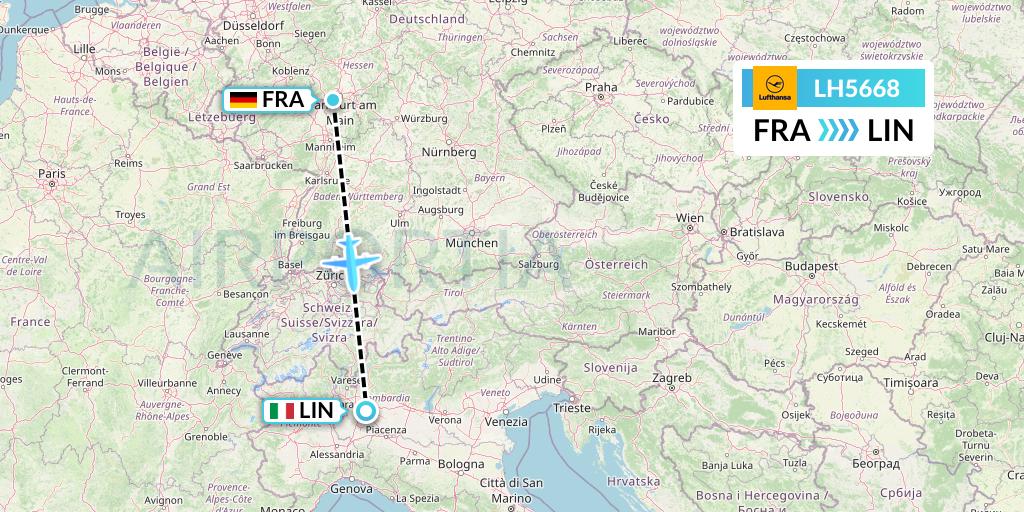 LH5668 Lufthansa Flight Map: Frankfurt to Milan